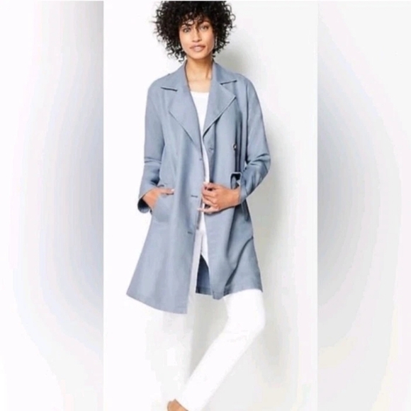 J. Jill Jackets & Blazers - NWT J. Jill Linen Cotton Lightweight Peacoat Blazer Dusty Blue Size 2XL Breeze